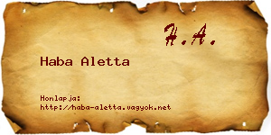 Haba Aletta névjegykártya